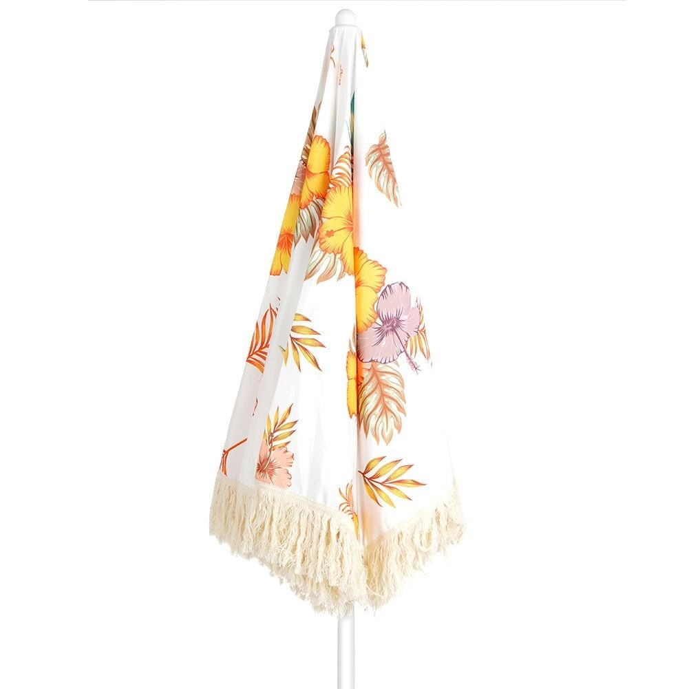 Durable retro parasol with fringes for beach and garden