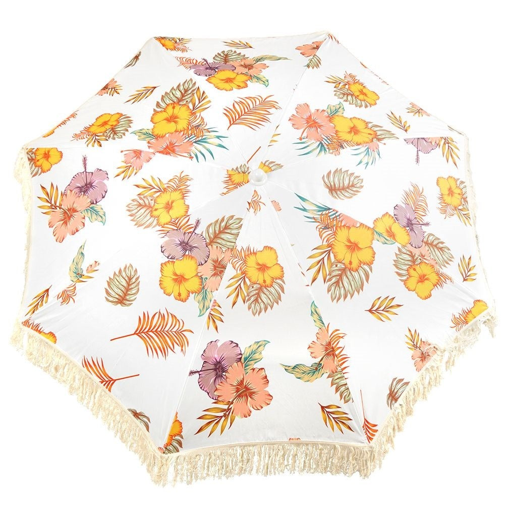 Durable retro parasol with fringes for beach and garden