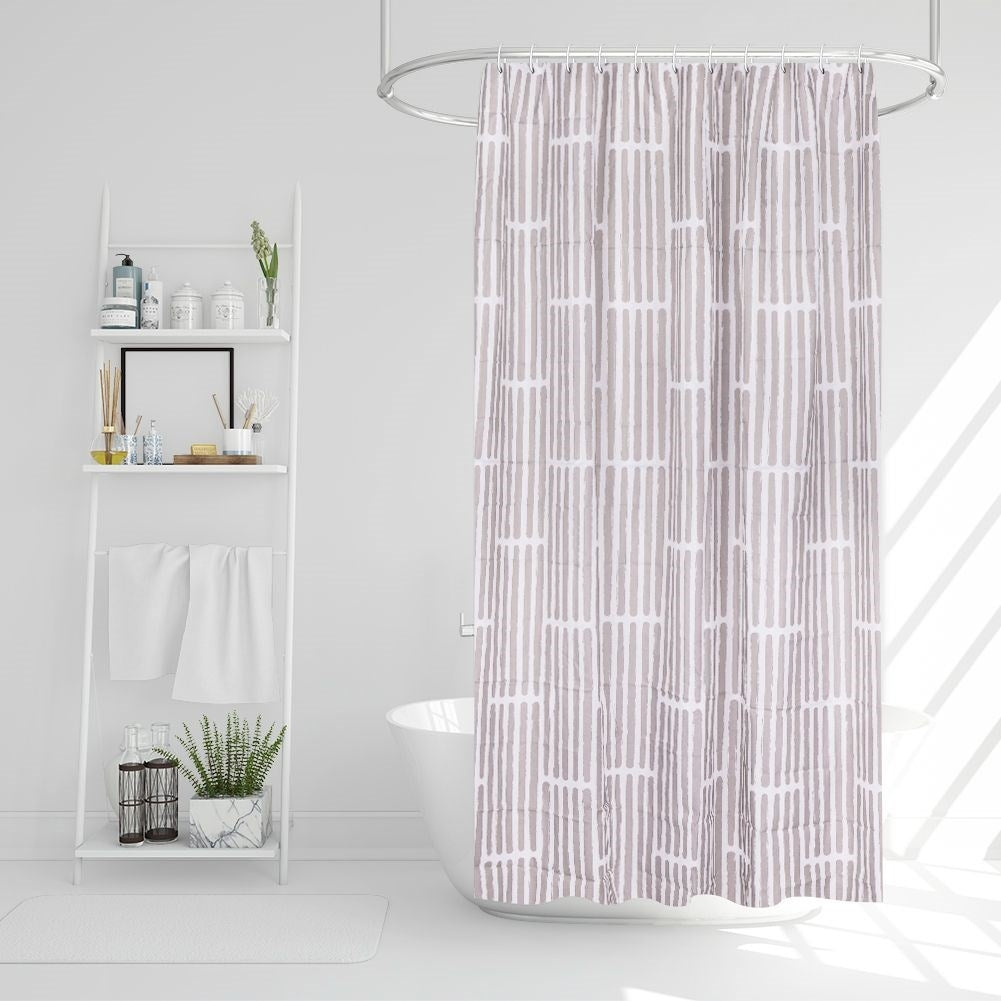 Durable shower curtain with 12 hooks for privacy and protection