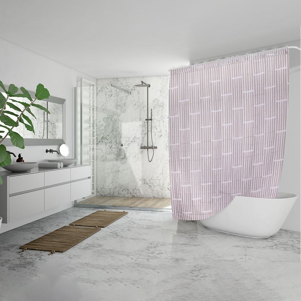Durable shower curtain with 12 hooks for privacy and protection
