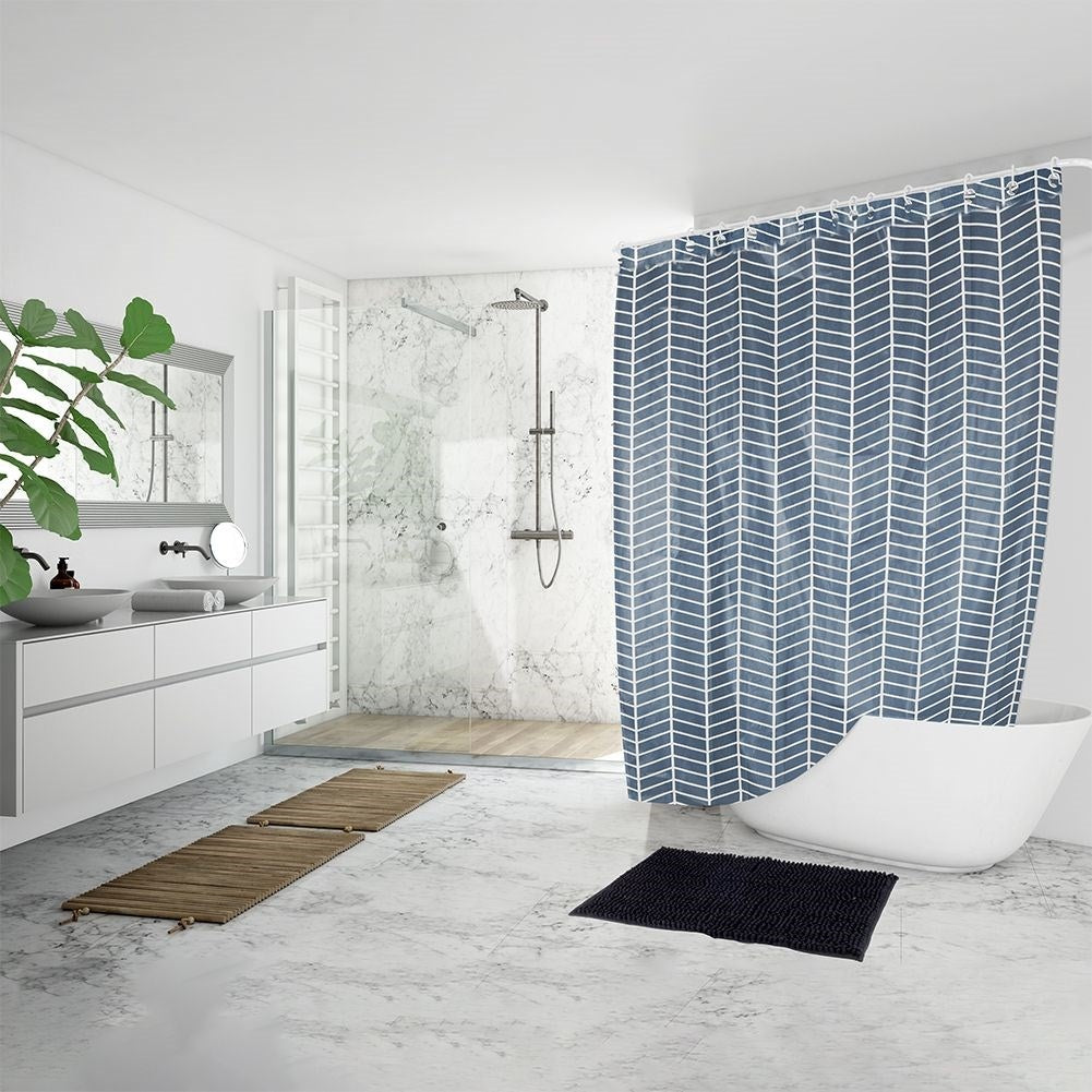 Durable shower curtain with 12 hooks for protection and privacy