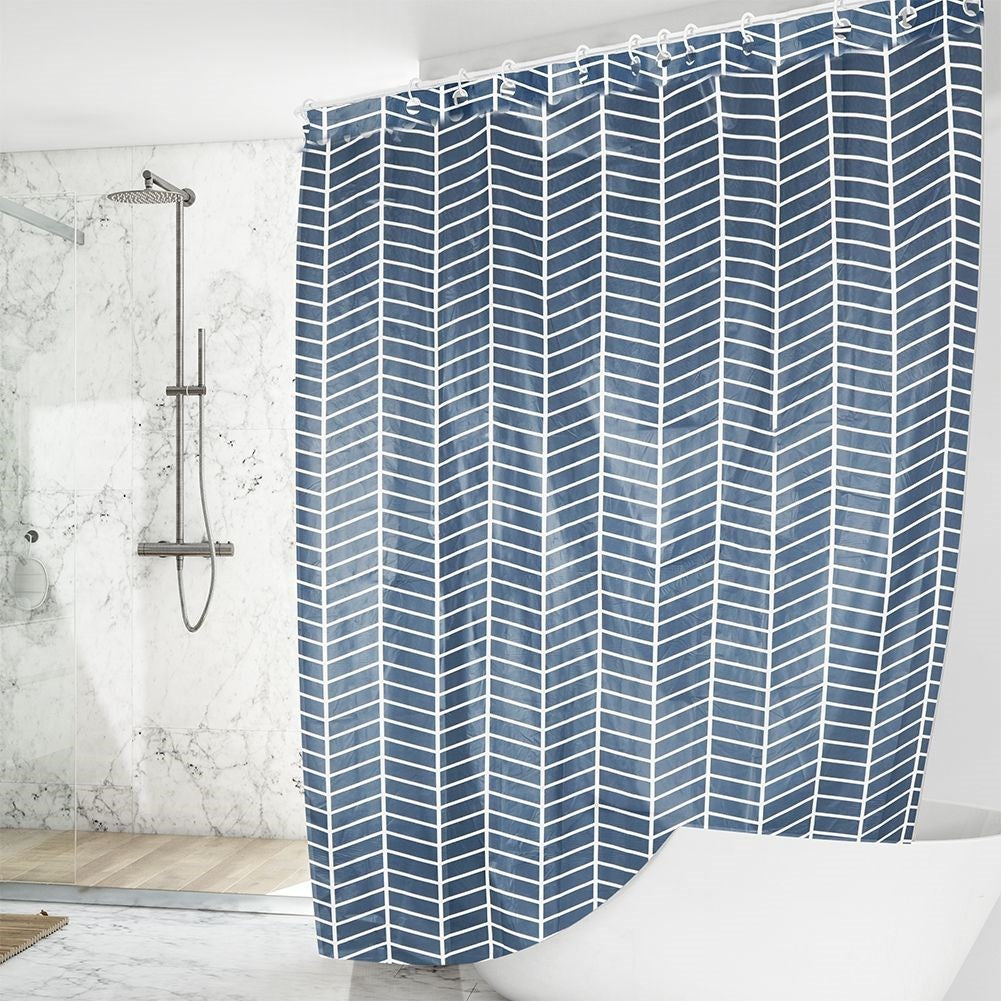 Durable shower curtain with 12 hooks for protection and privacy