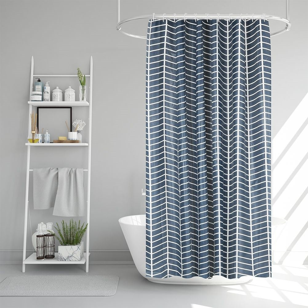 Durable shower curtain with 12 hooks for protection and privacy