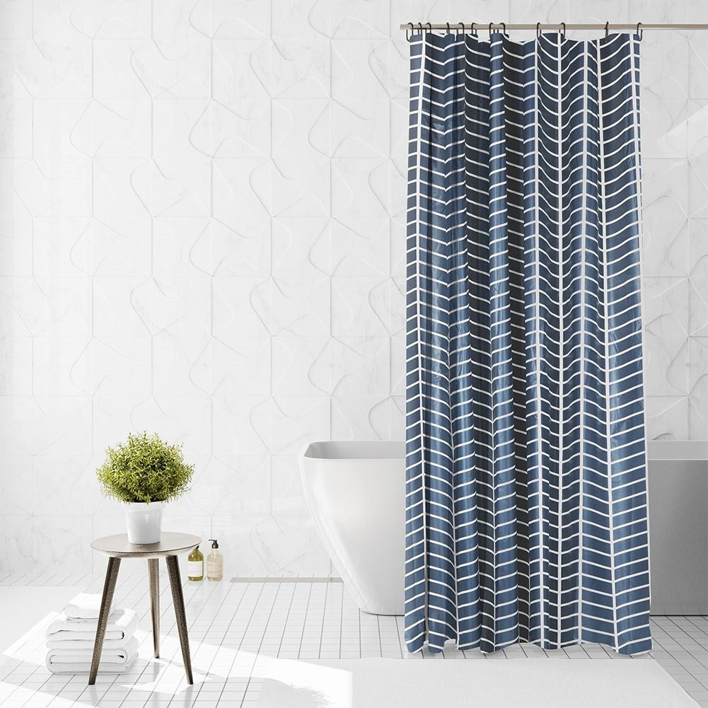 Durable shower curtain with 12 hooks for protection and privacy