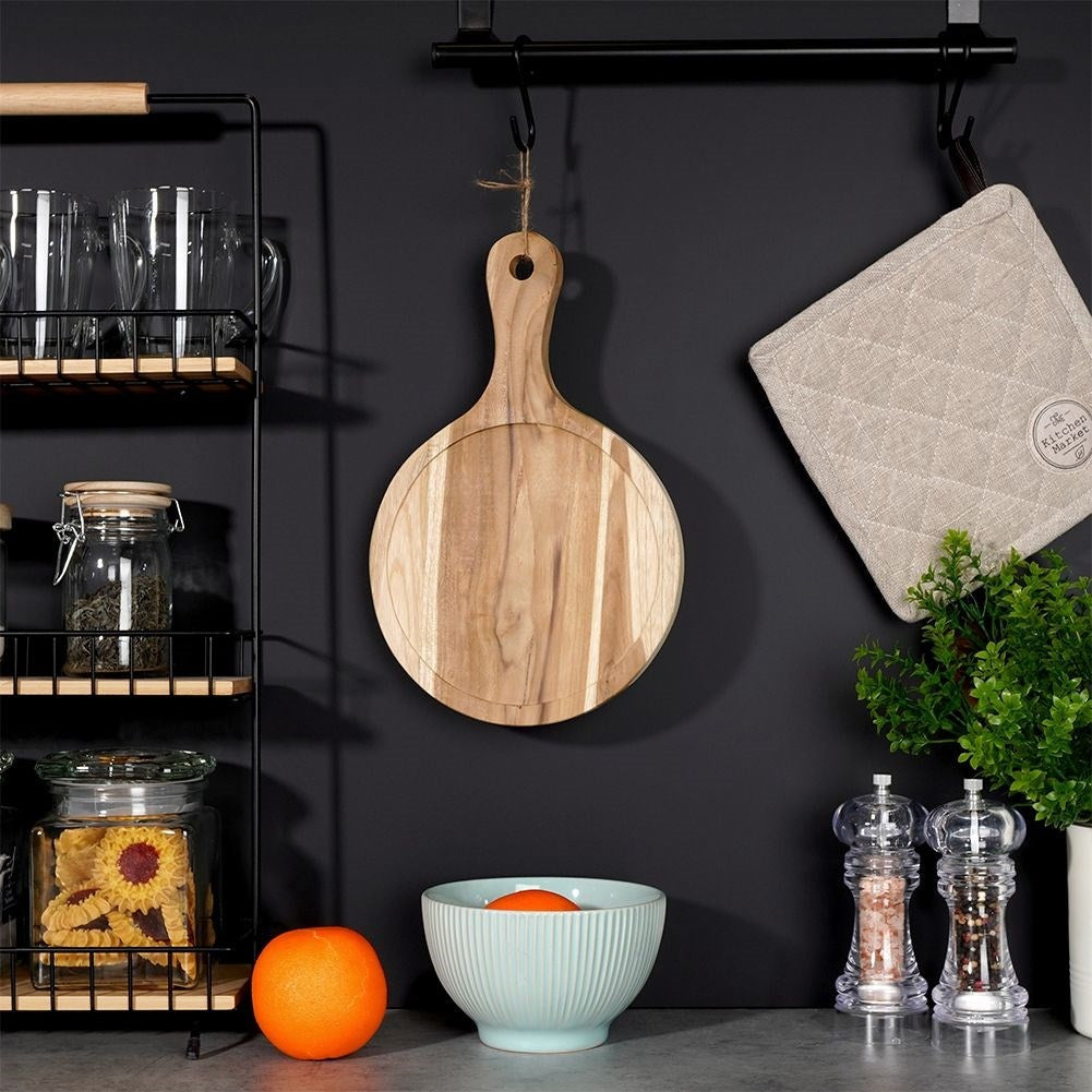 Durable teak board with handle and hanging rope