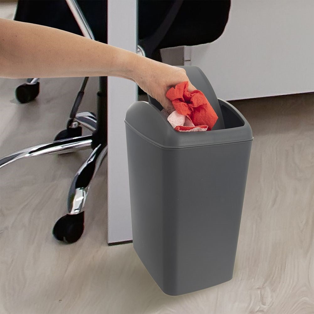 Dustbin 10L dark gray with tilting lid