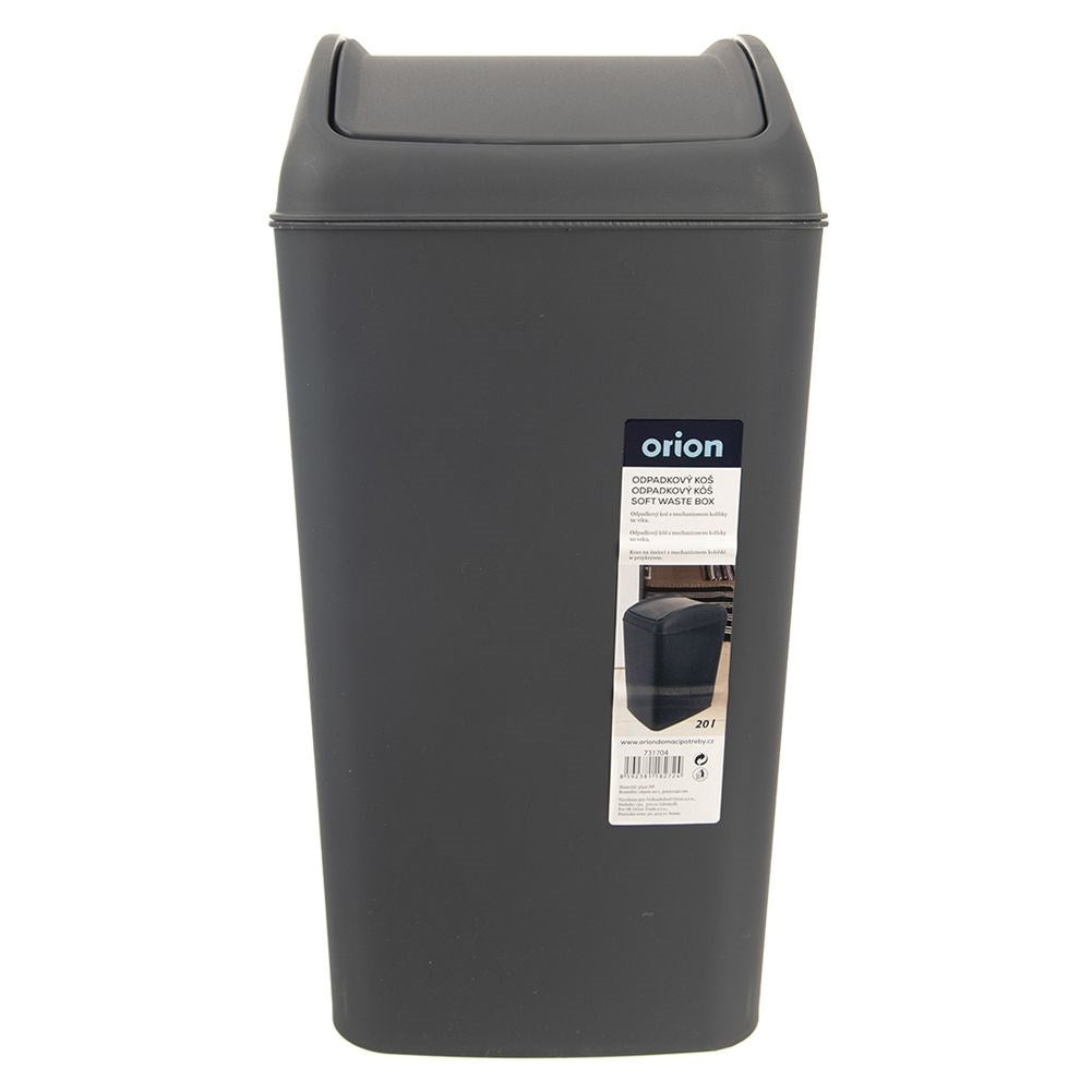 Dustbin 20L, durable material, dark grey, hinged lid