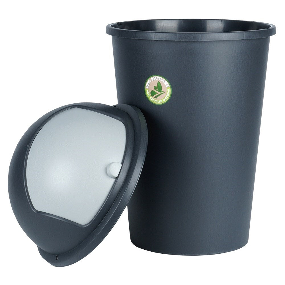 Dustbin 50L black, durable material, openable lid