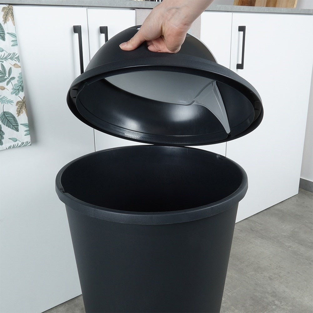 Dustbin 50L black, durable material, openable lid