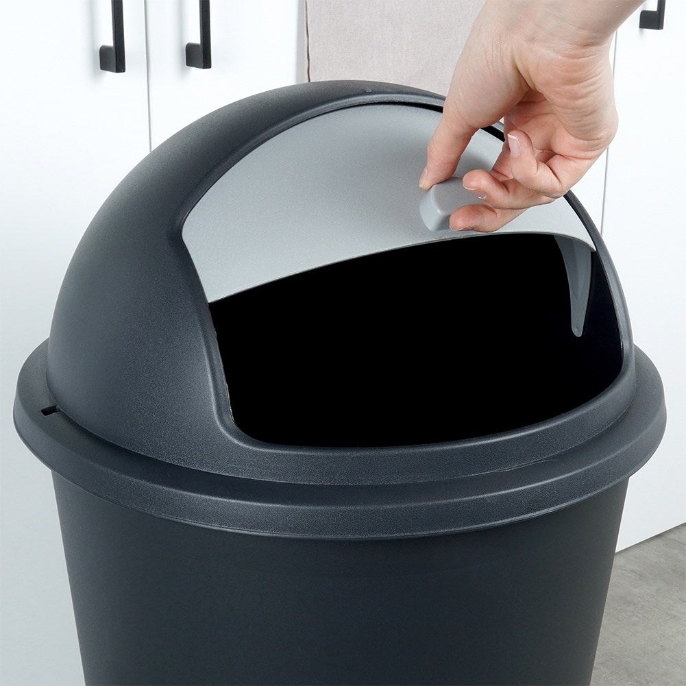 Dustbin 50L black, durable material, openable lid