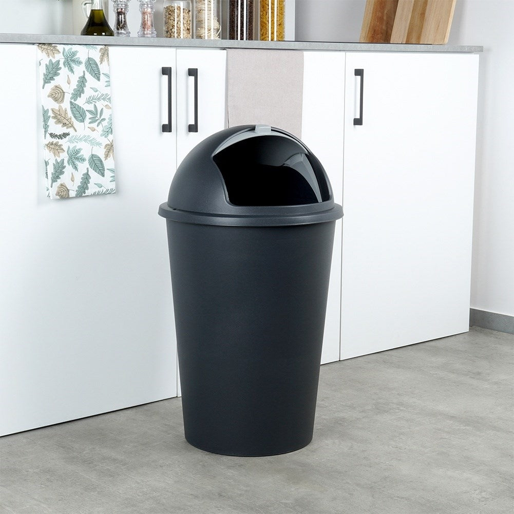 Dustbin 50L black, durable material, openable lid
