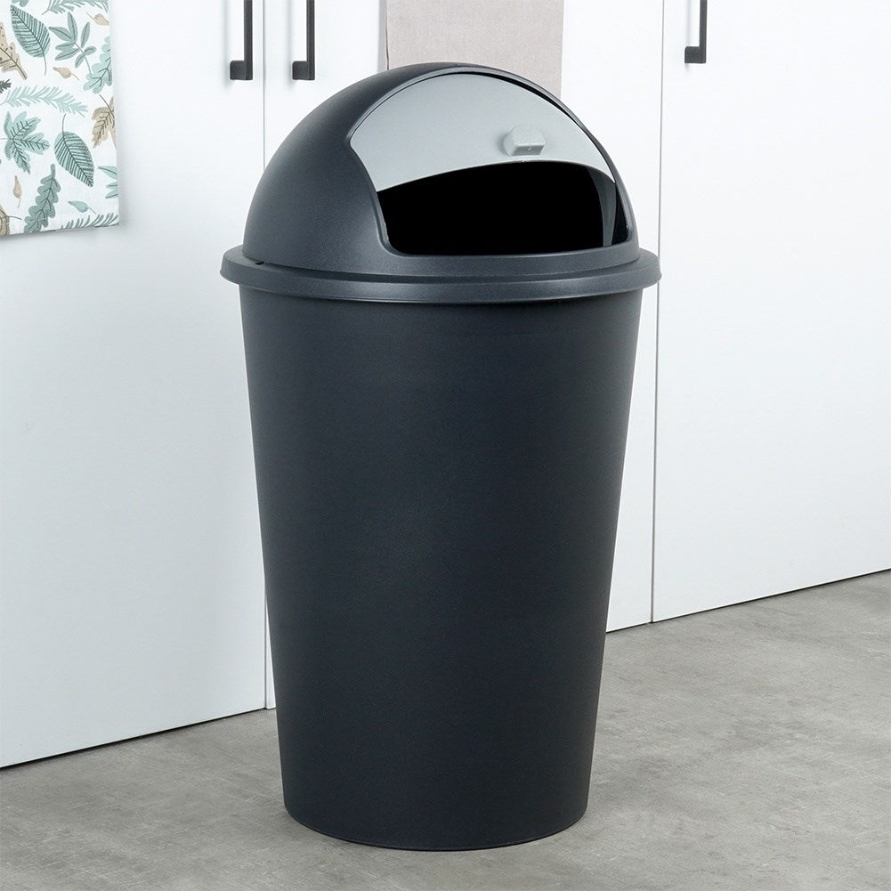 Dustbin 50L black, durable material, openable lid