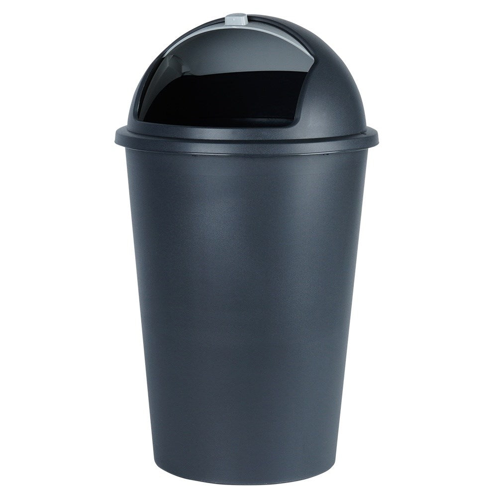 Dustbin 50L black, durable material, openable lid
