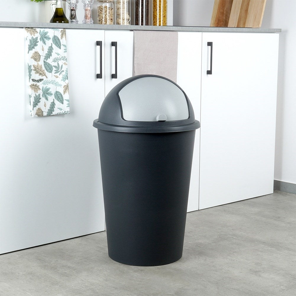 Dustbin 50L black, durable material, openable lid