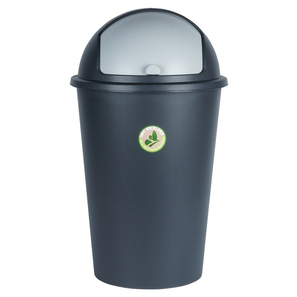 Dustbin 50L black, durable material, openable lid