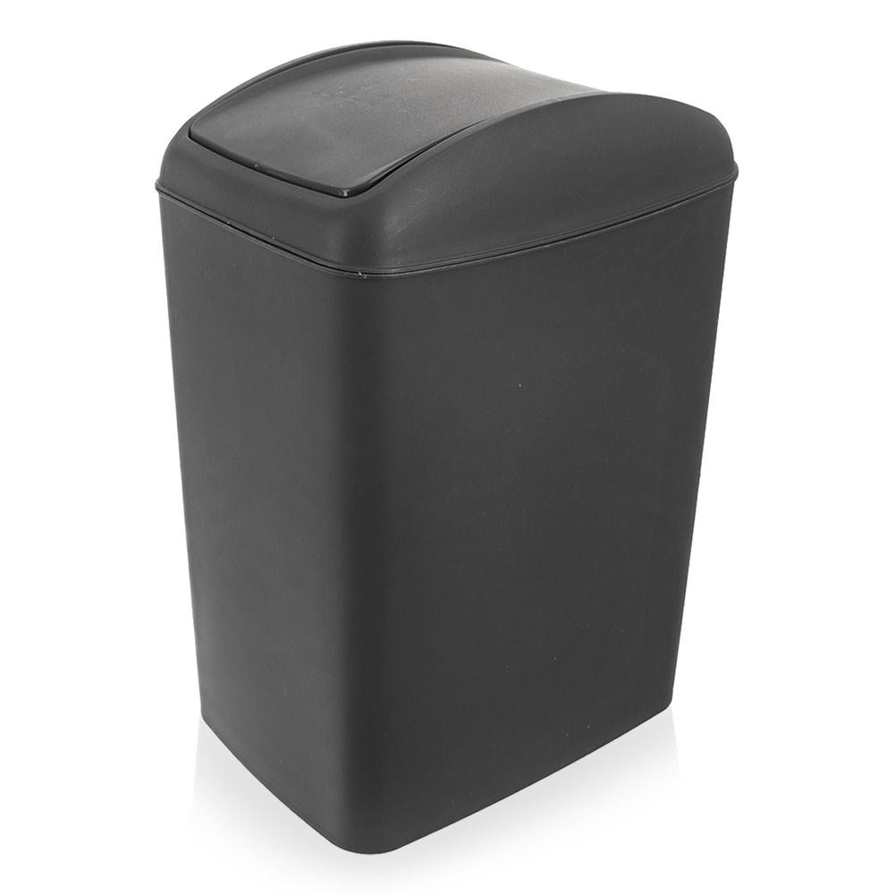 Dustbin 5L, dark gray plastic, hinged lid