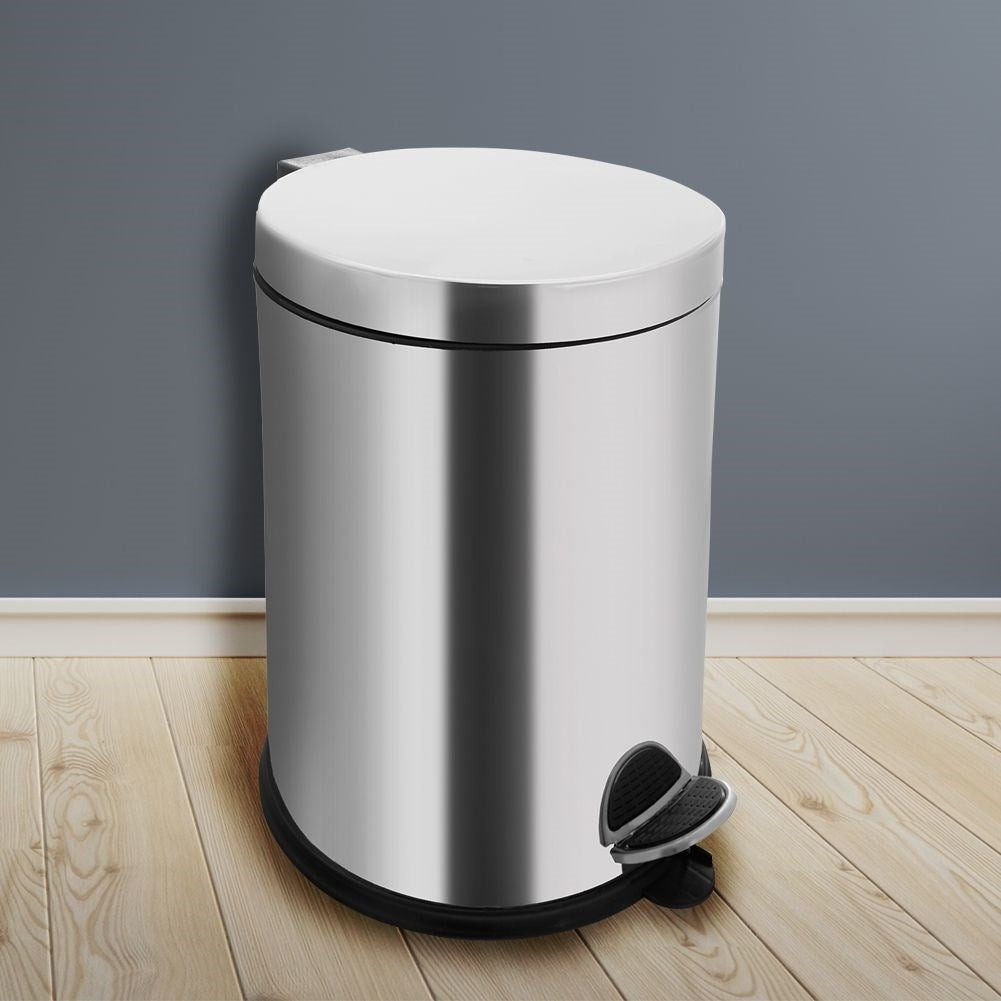 Dustbin 9.5L stainless steel with pedal and plastic container
