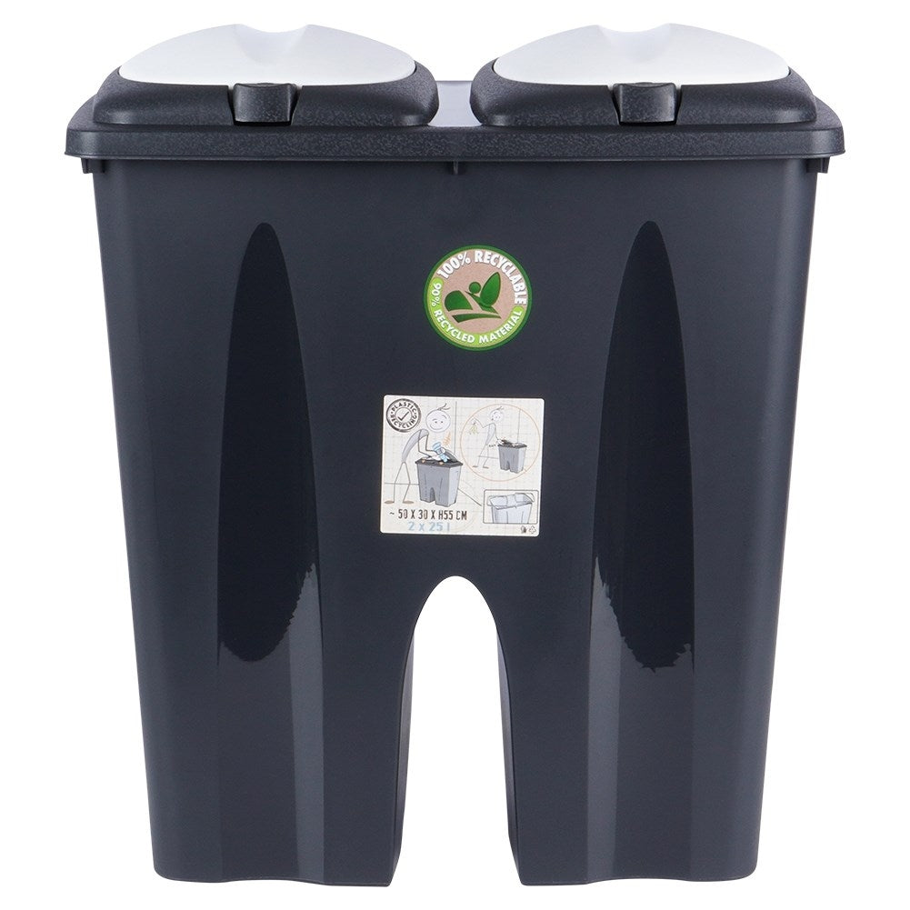 Dustbin for Waste Sorting with Two Compartments, 25L