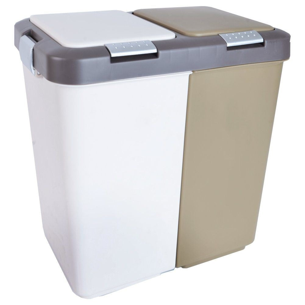 Dustbin with 2 compartments, 10L each, click opening