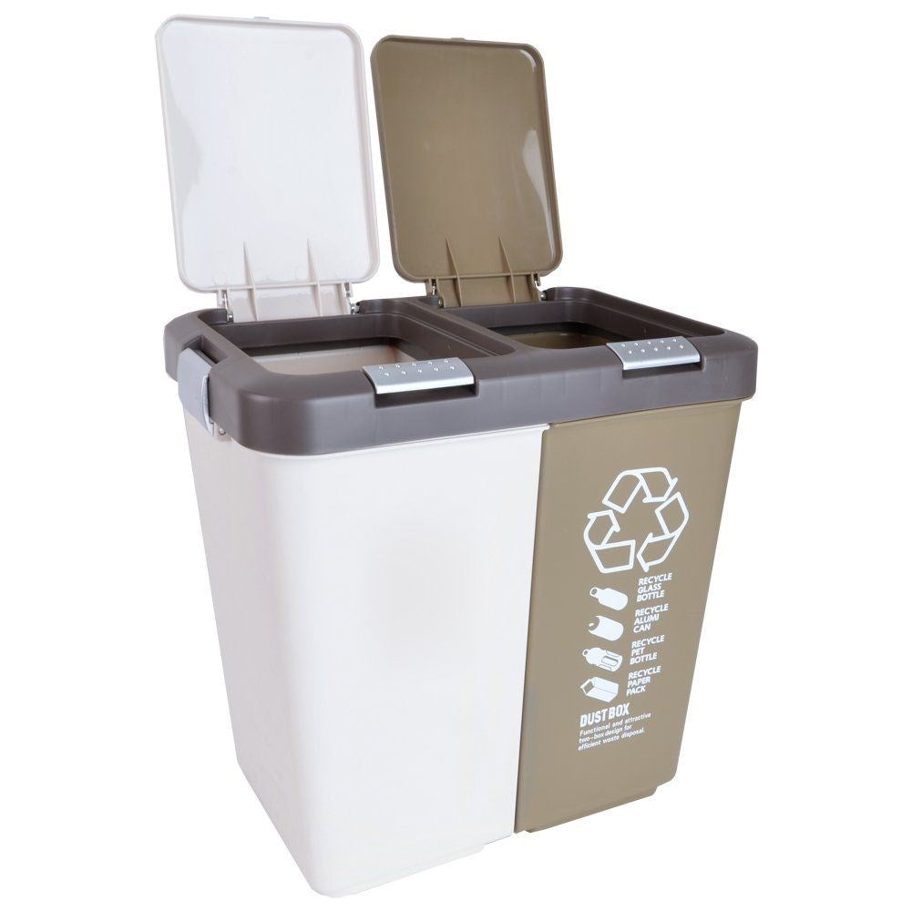 Dustbin with 2 compartments, 10L each, click opening