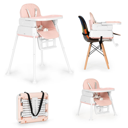 ECOTOYS 3-in-1 foldable children's feeding chair pink