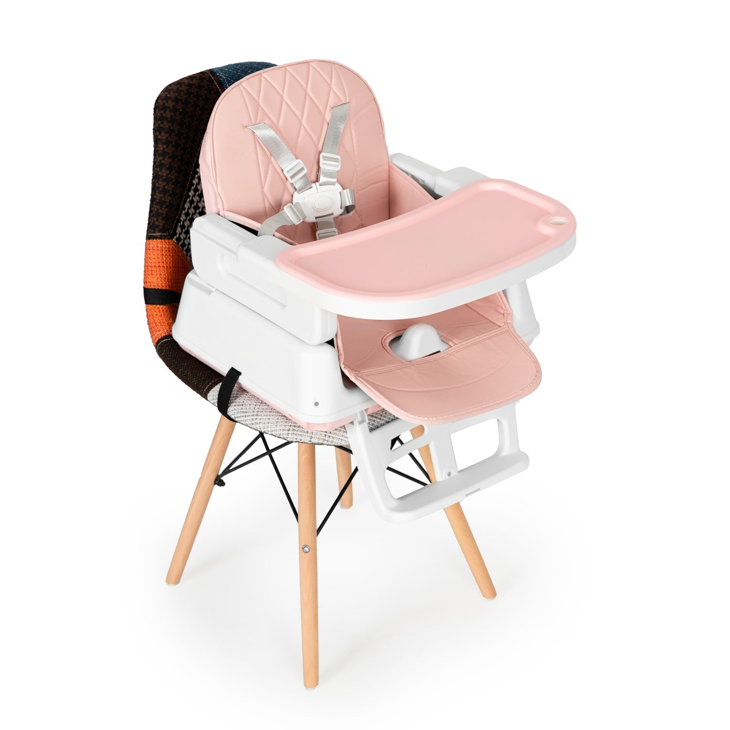ECOTOYS 3-in-1 foldable children's feeding chair pink