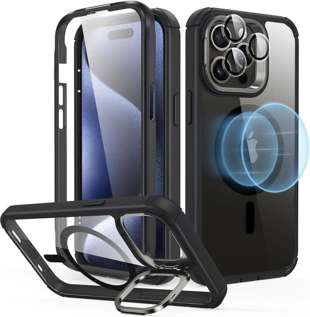 ESR iPhone 15 Pro Max Magsafe Armor Tough kickstand Halolock Shell - Transparent/Black