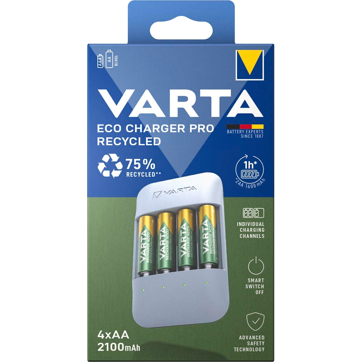 Eco Charger Pro incl. 4x Recycled AA 2100mAh