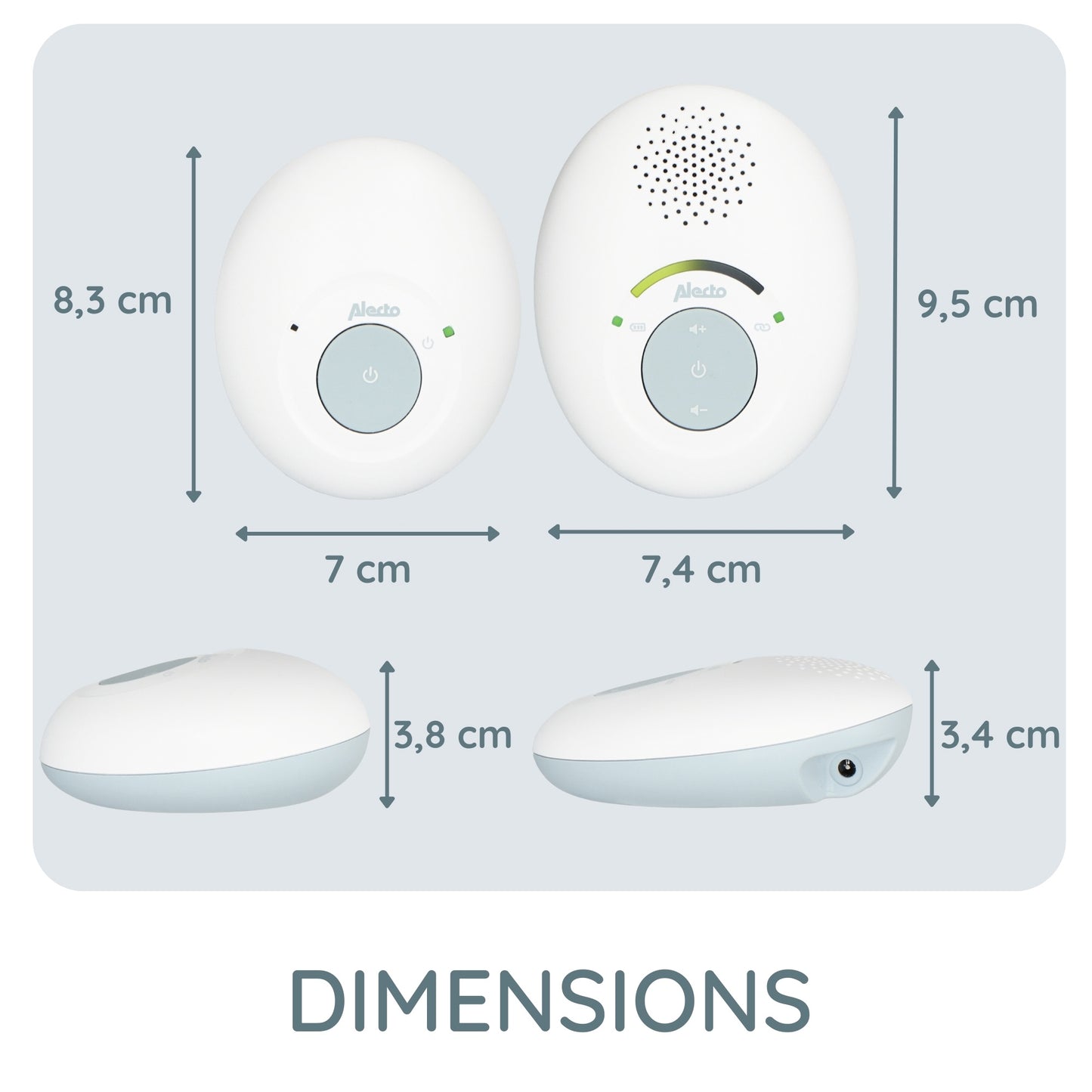 Eco DECT Baby Monitor, White/Blue, Crystal Clear Sound