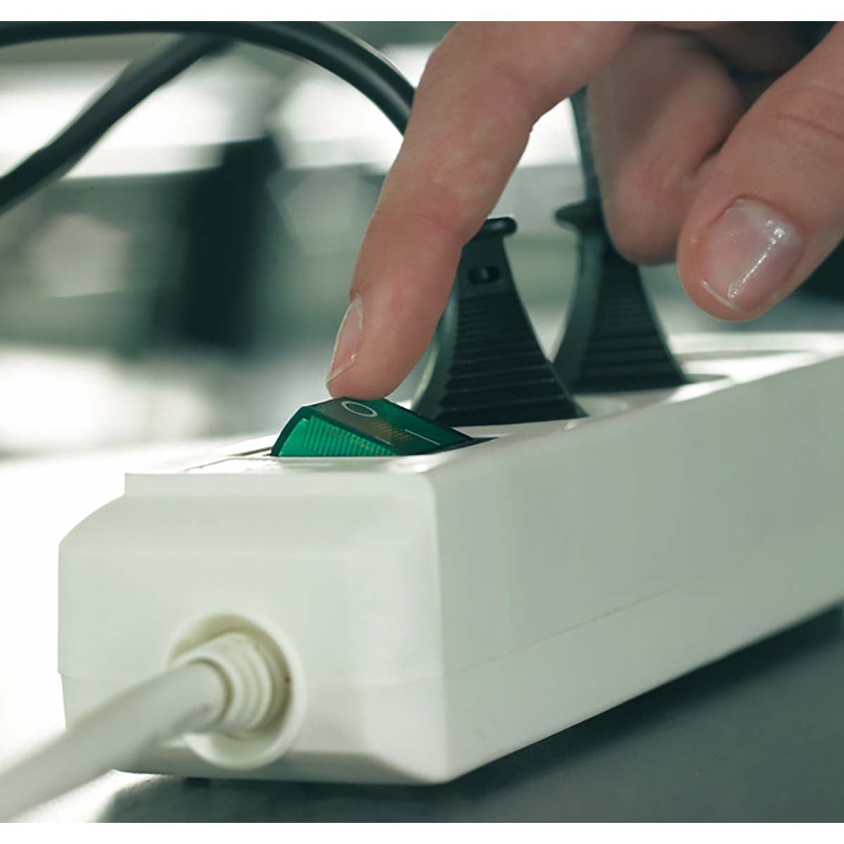 Eco-Line 3-way branch socket (Socket block with higher contact protection, Switch, 1.50 m cable) White TYPE F