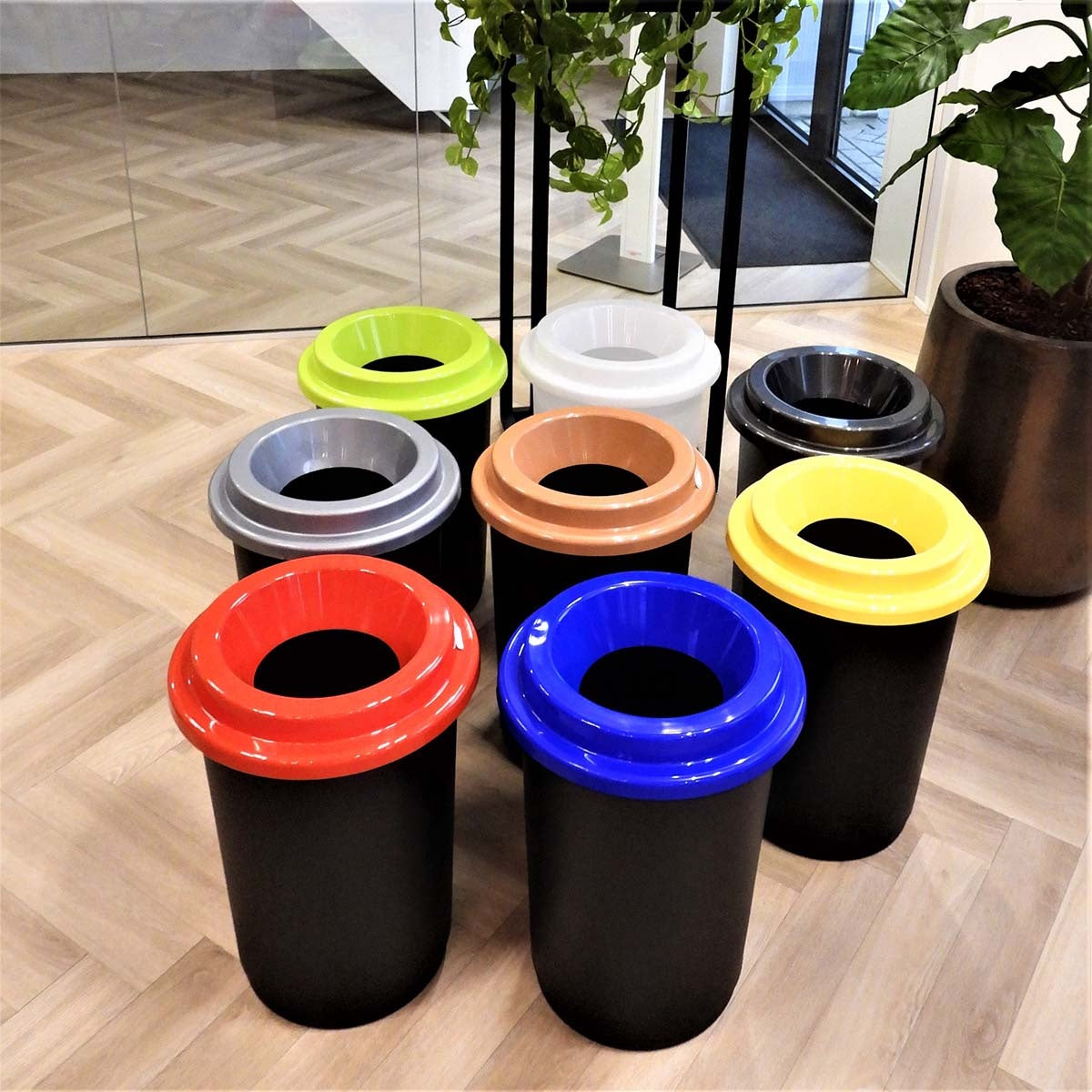 Eco Recycling Bin 50L - Plastic, White, Round Design