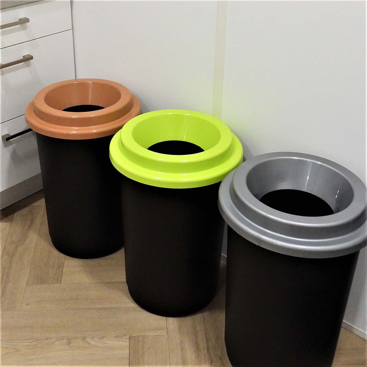 Eco Recycling Bin 50L - Plastic, White, Round Design