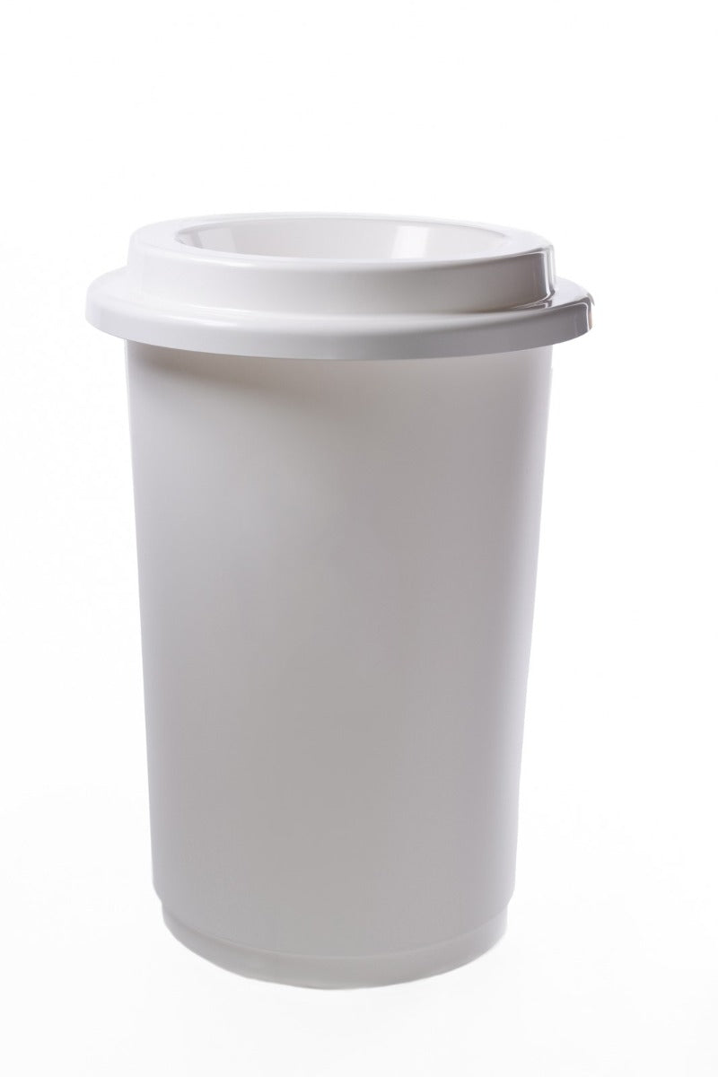 Eco Recycling Bin 50L - Plastic, White, Round Design