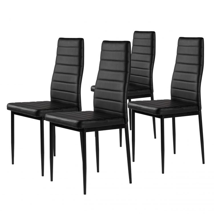 Eco-leather chairs for living room and dining room, set of 4, black, ModernHome