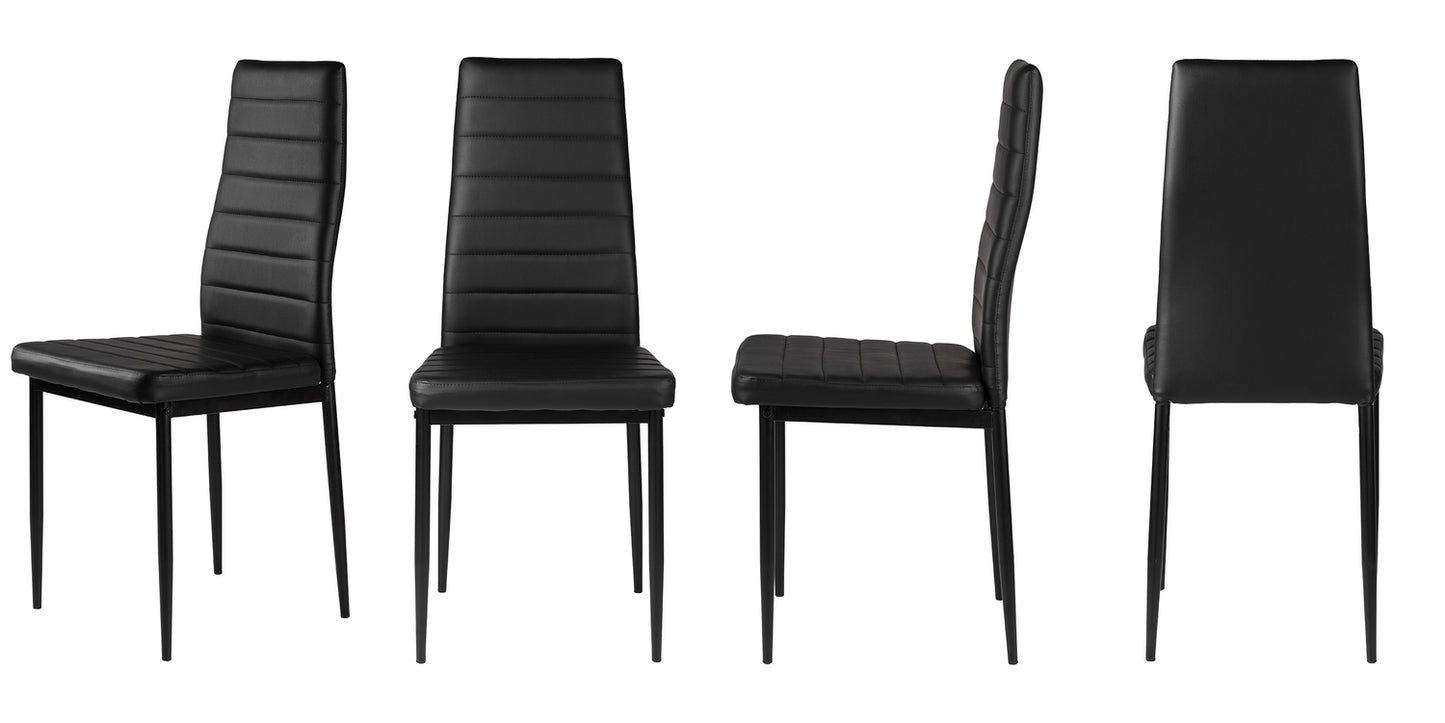 Eco-leather chairs for living room and dining room, set of 4, black, ModernHome