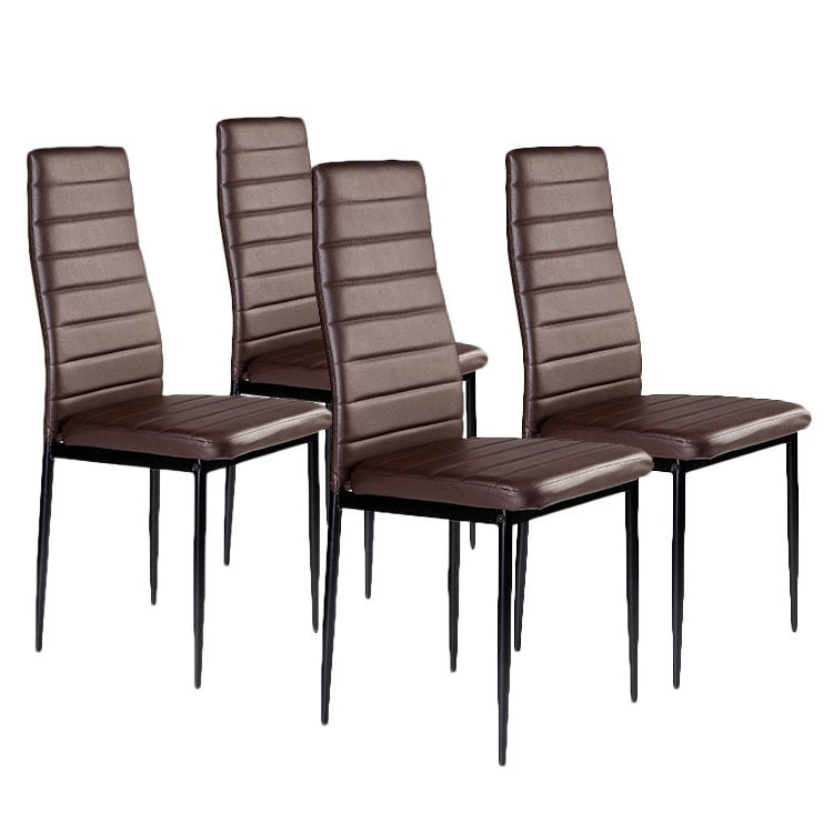 Eco-leather chairs for living room and dining room, set of 4, brown, ModernHome