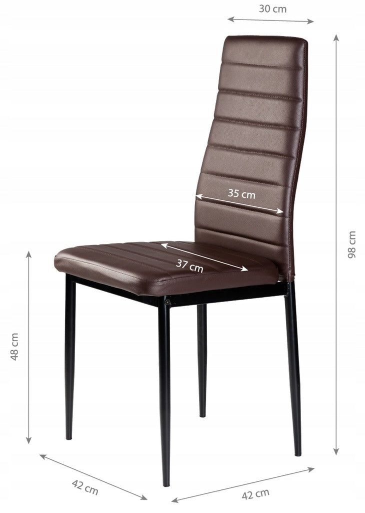 Eco-leather chairs for living room and dining room, set of 4, brown, ModernHome