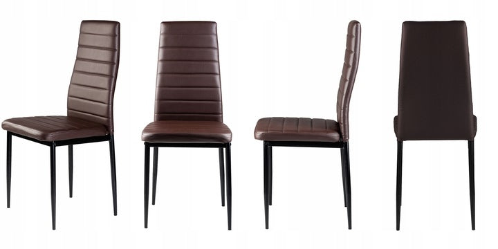 Eco-leather chairs for living room and dining room, set of 4, brown, ModernHome