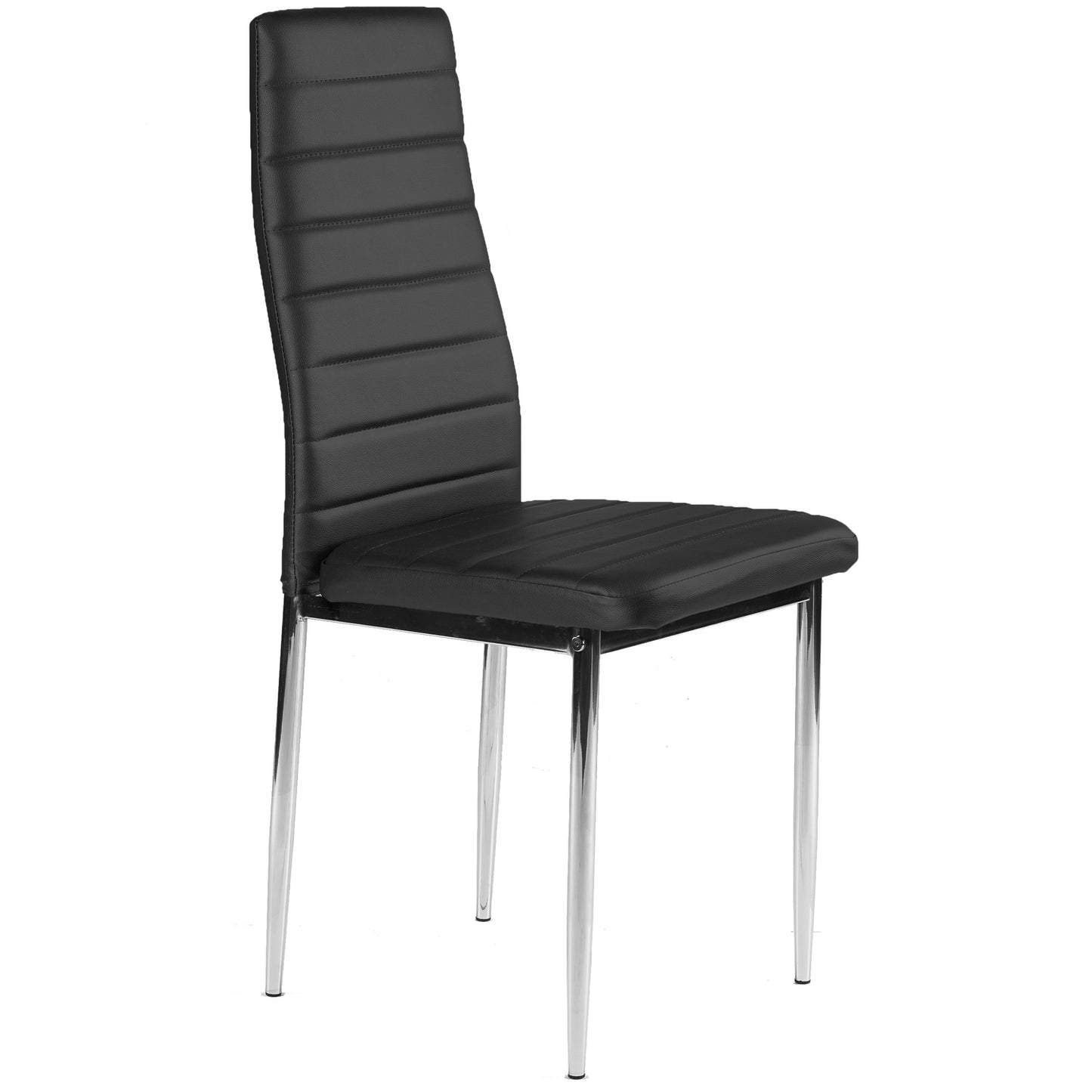 Eco-leather chairs for the living room and dining room, 4 pcs. chrome legs, black