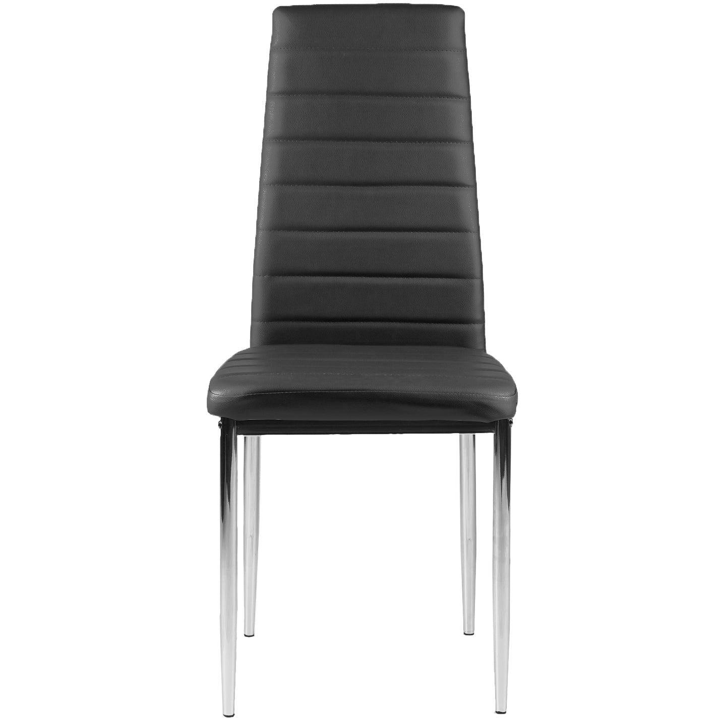 Eco-leather chairs for the living room and dining room, 4 pcs. chrome legs, black