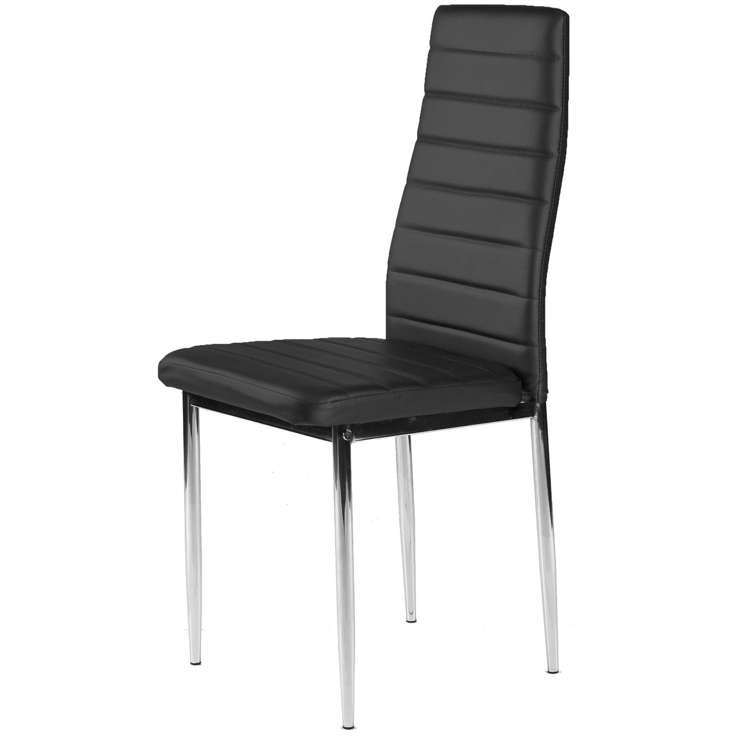 Eco-leather chairs for the living room and dining room, 4 pcs. chrome legs, black