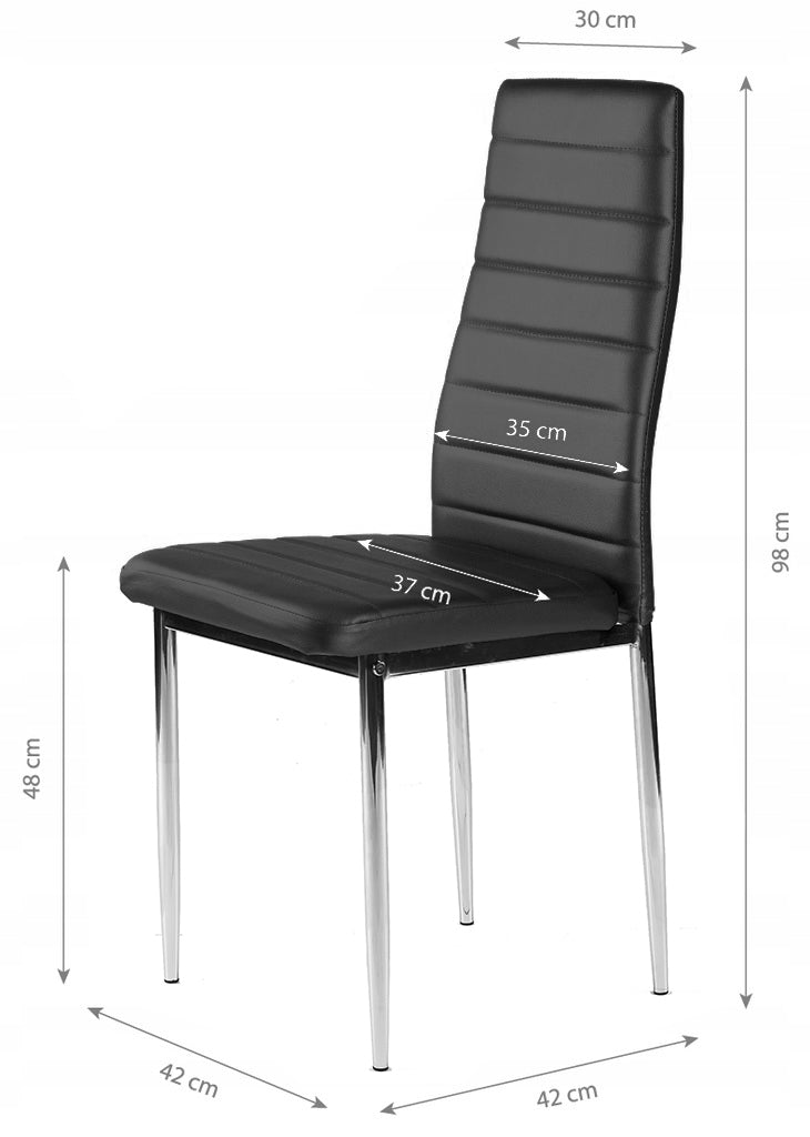 Eco-leather chairs for the living room and dining room, 4 pcs. chrome legs, black