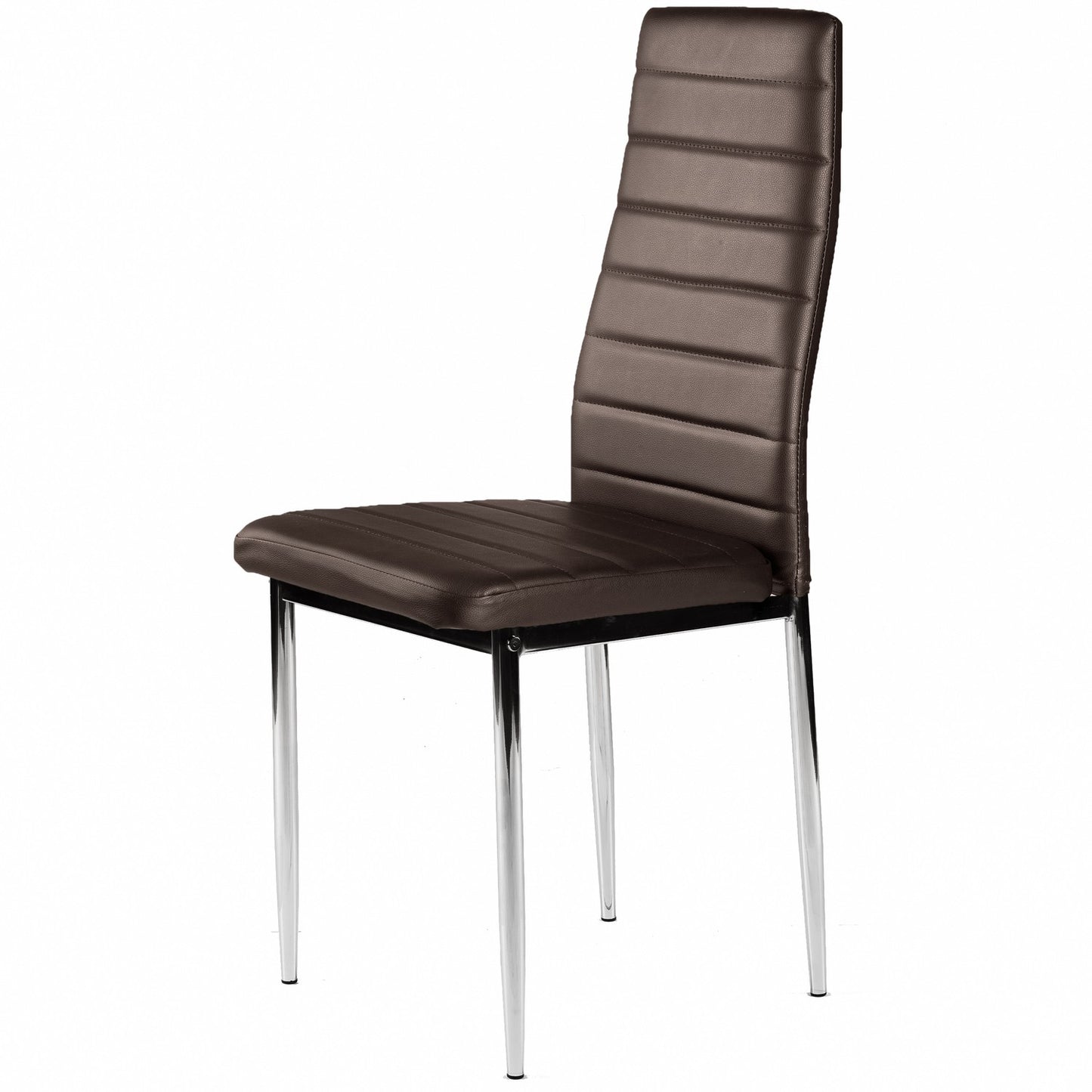Eco-leather chairs for the living room and dining room, 4 pcs. chrome legs, brown
