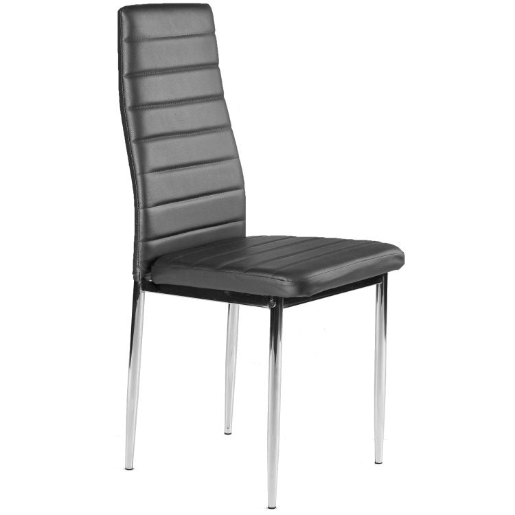 Eco-leather chairs for the living room and dining room, 4 pcs. chrome legs, gray