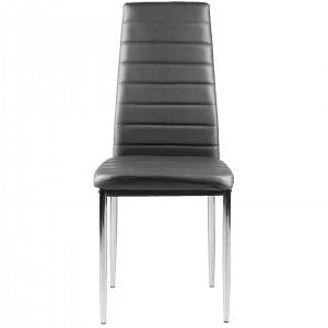 Eco-leather chairs for the living room and dining room, 4 pcs. chrome legs, gray