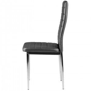 Eco-leather chairs for the living room and dining room, 4 pcs. chrome legs, gray