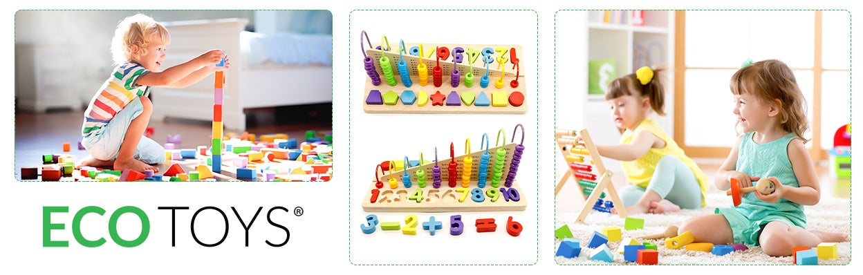 Educational abacus + wooden numbers Ecotoys