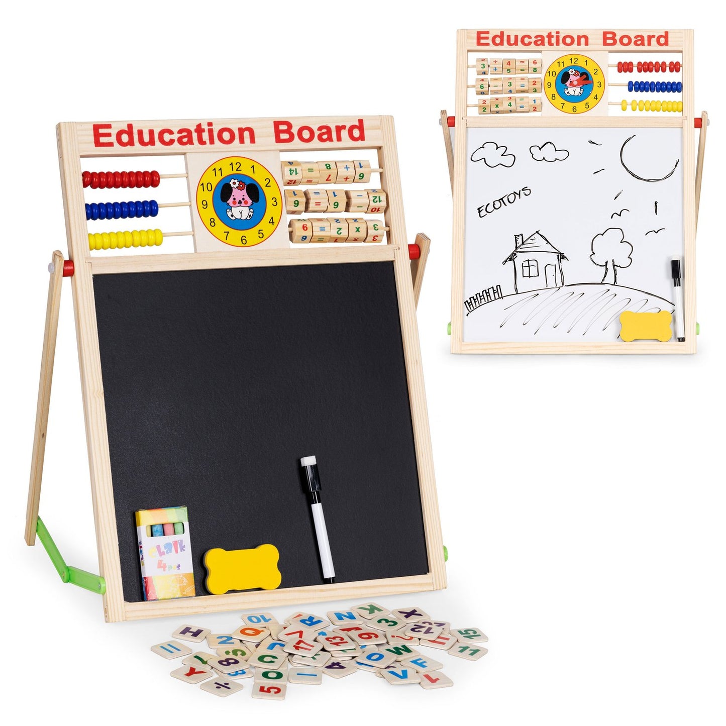 Educational board 2in1 magnetic chalk abacus