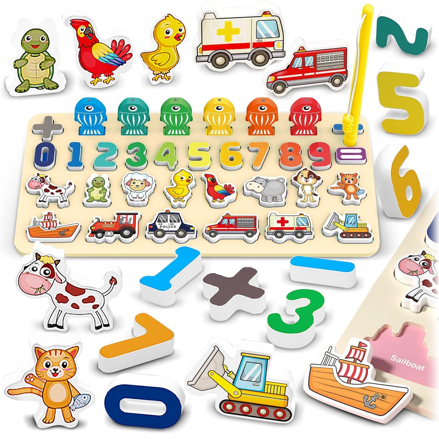 Educational board with numbers, animals and vehicles Ricokids 781400