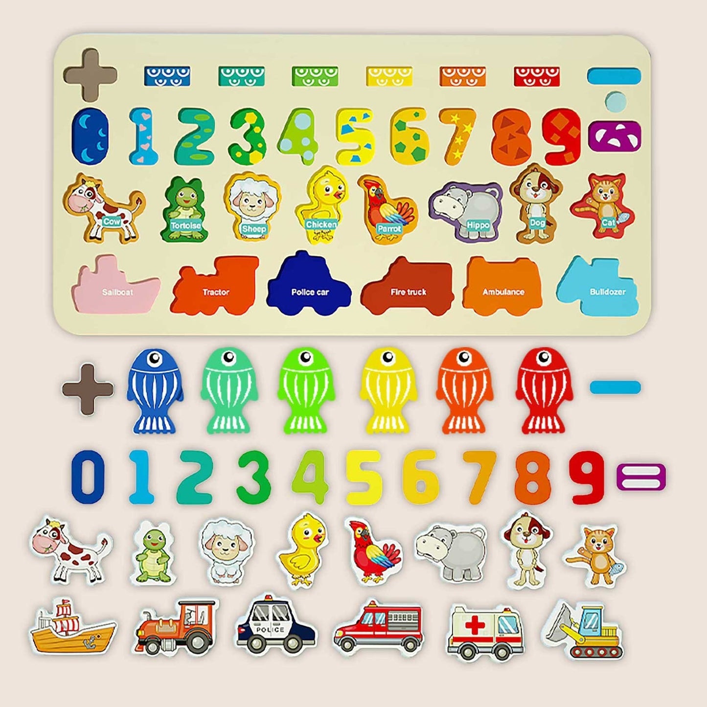 Educational board with numbers, animals and vehicles Ricokids 781400